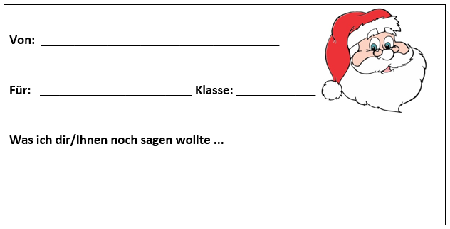 Bild der nikolaus-aktion mit Schreibvorgabe und Nikolausbild